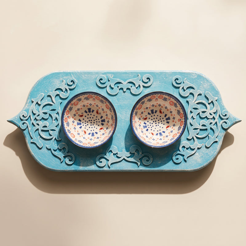 Azure Filigree Tray