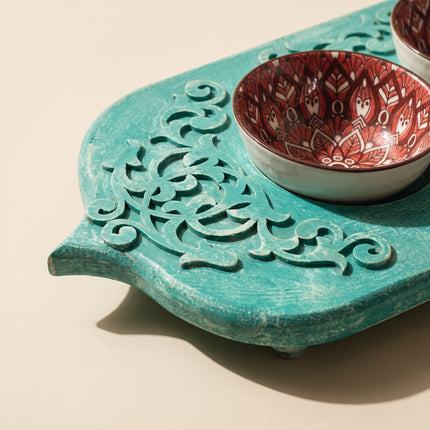 Teal Scrollwork Tray
