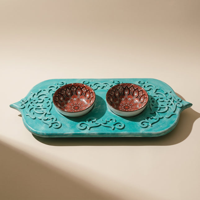 Teal Scrollwork Tray