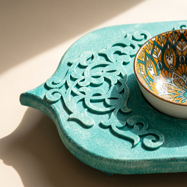 Carved Teal Trio