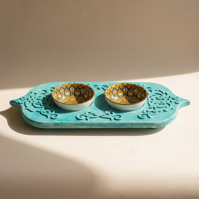Carved Teal Trio