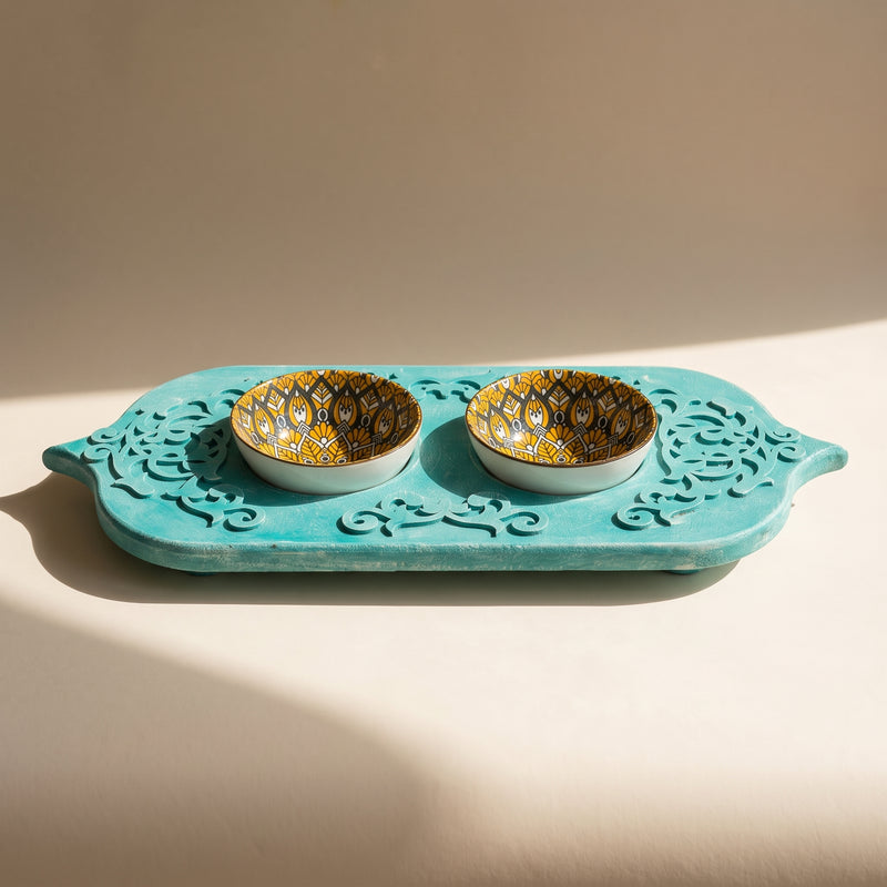 Carved Teal Trio