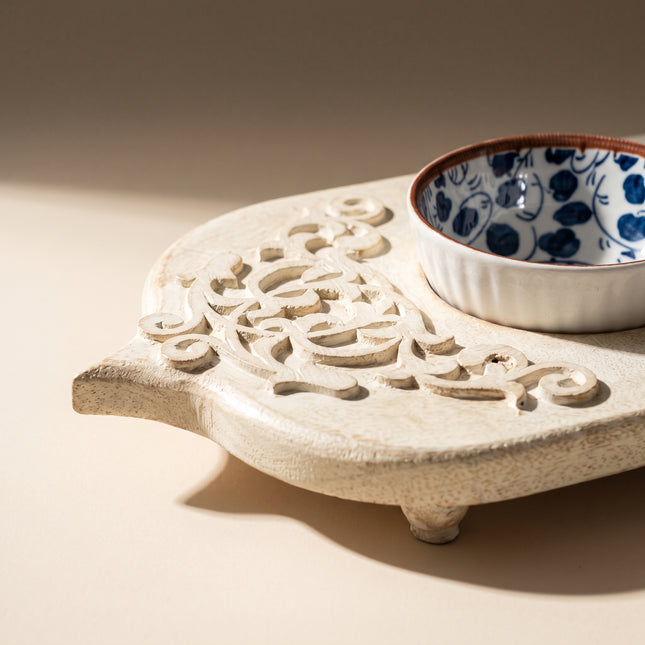 Carved Floral Serving Ensemble