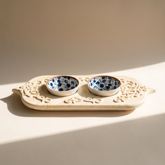 Carved Floral Serving Ensemble