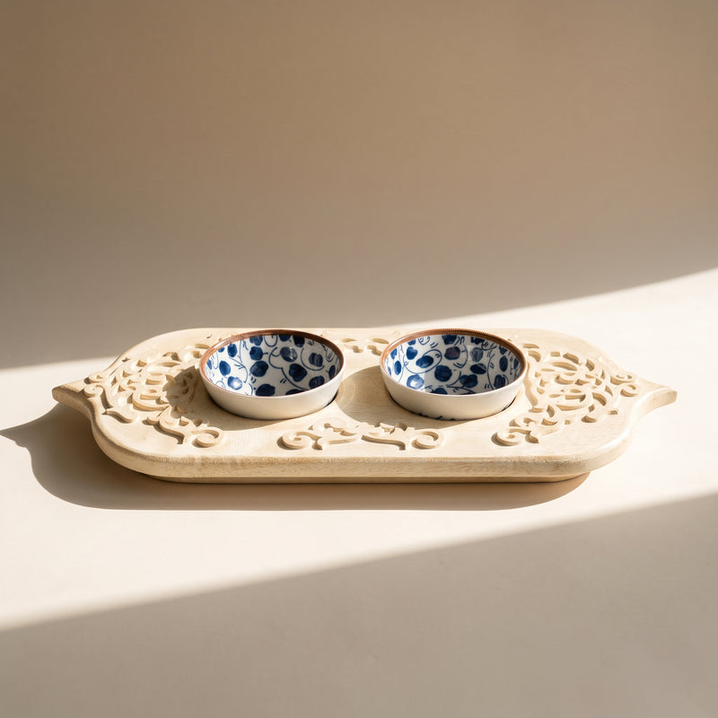 Carved Floral Serving Ensemble