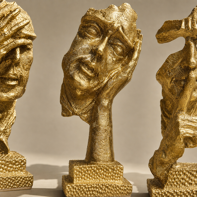 Wisdom Faces Trio — Gold