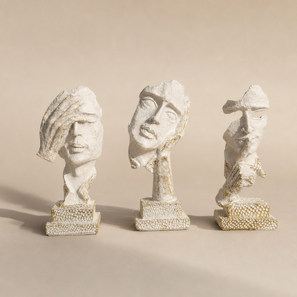 Wisdom Faces Trio — White