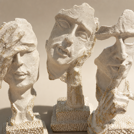 Wisdom Faces Trio — White