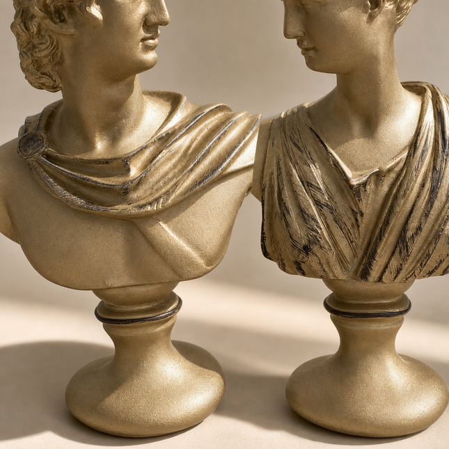 Greek Muse Bust Pair — Gold