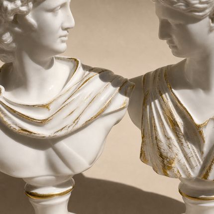 Greek Muse Bust Pair — White