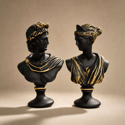 Greek Muse Bust Pair — Black