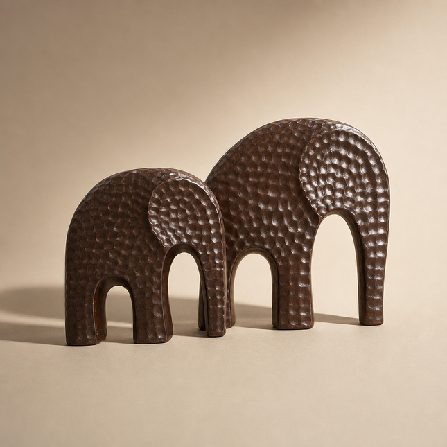 Textured Elephant Duo — Brown