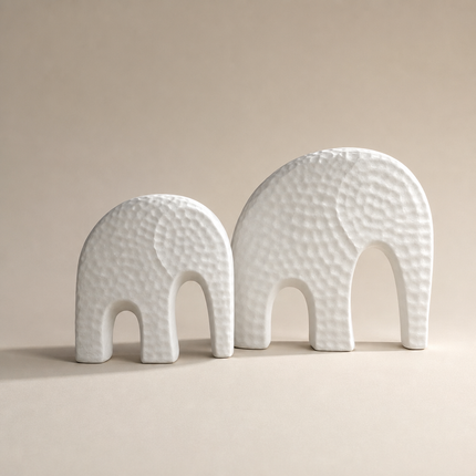 Textured Elephant Duo — White