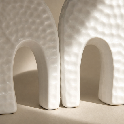 Textured Elephant Duo — White
