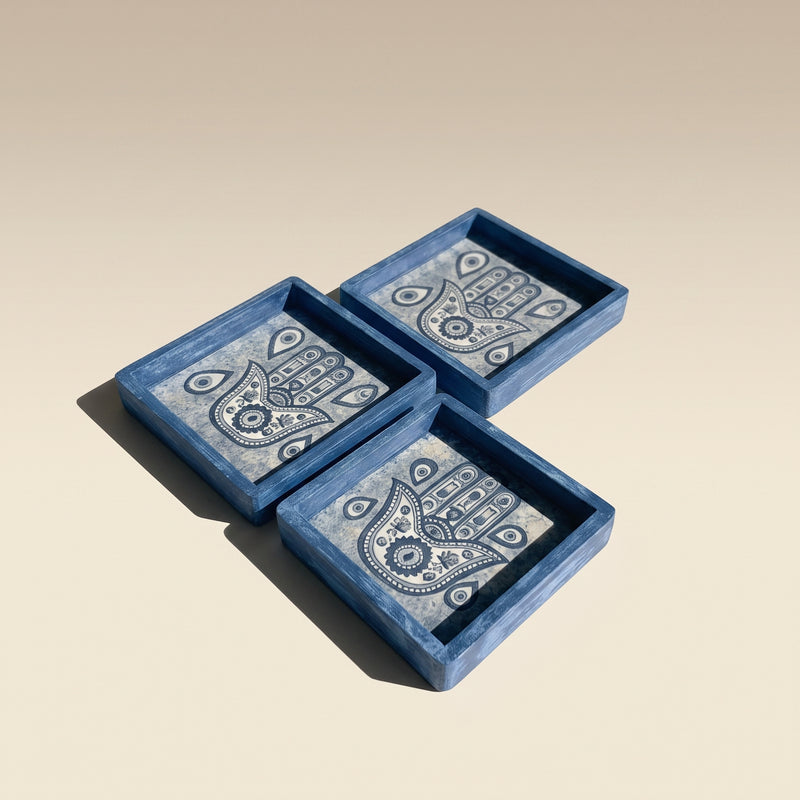 Blue khamsa Tray Set