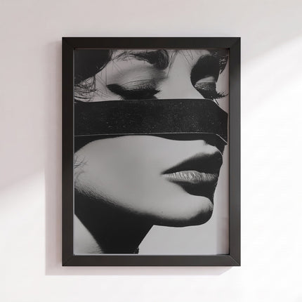 Abstract Blindfolded Face Poster (Black Frame)