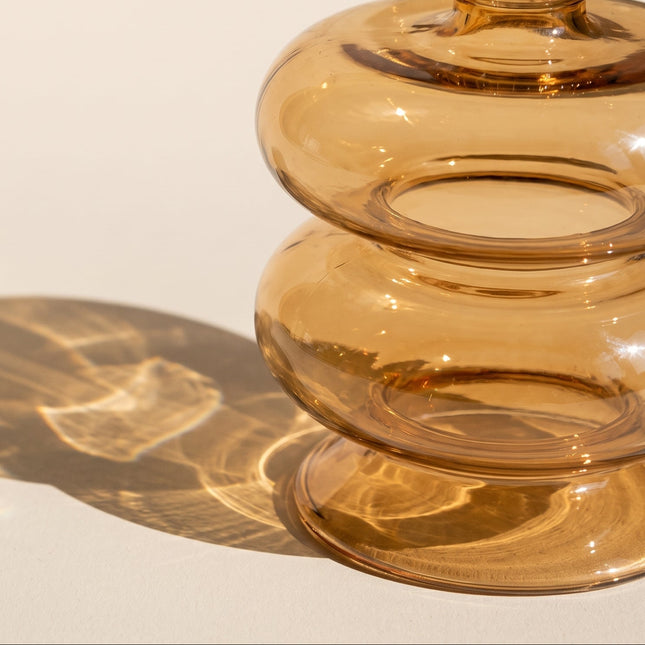 Amber Sculpted Glass Vase