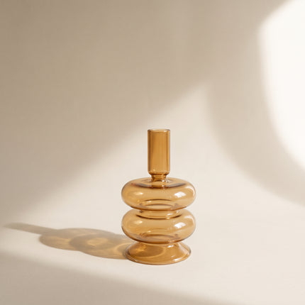 Amber Sculpted Glass Vase