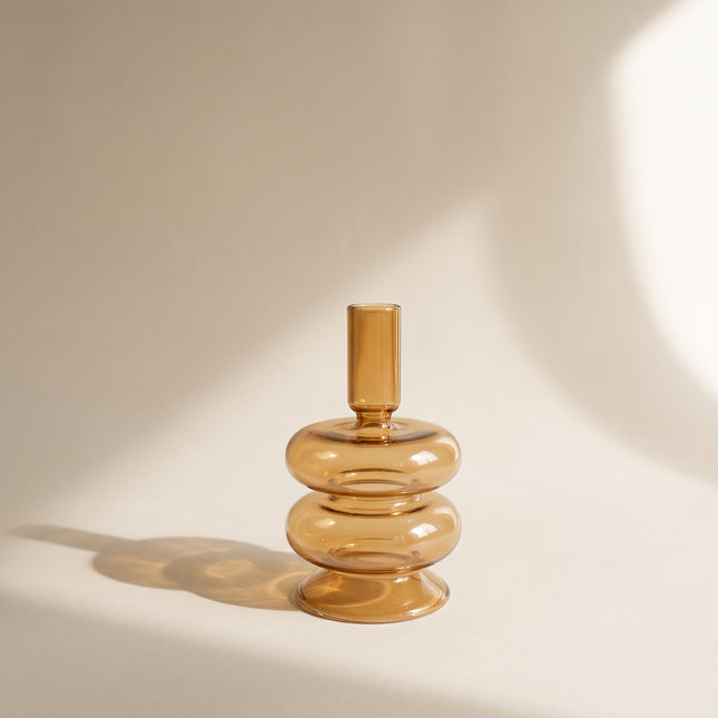 Amber Sculpted Glass Vase