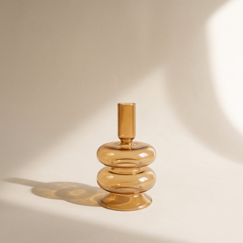 Amber Sculpted Glass Vase