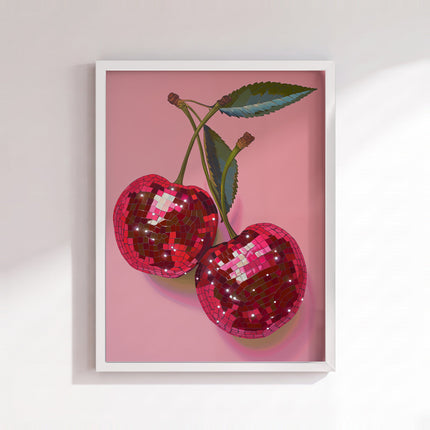 Cherry Disco Dream Poster (White Frame)