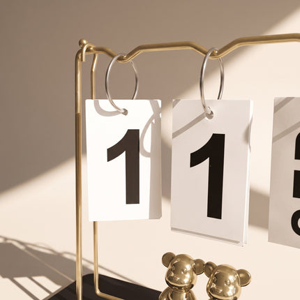 Gold Perpetual Calendar with Bear Figurines