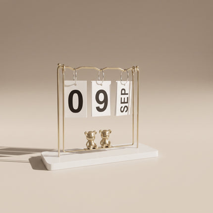 Golden Desk Calendar with Bears
