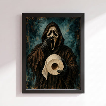 Hooded Mask With Giant Toilet Roll Poster (Black Frame)
