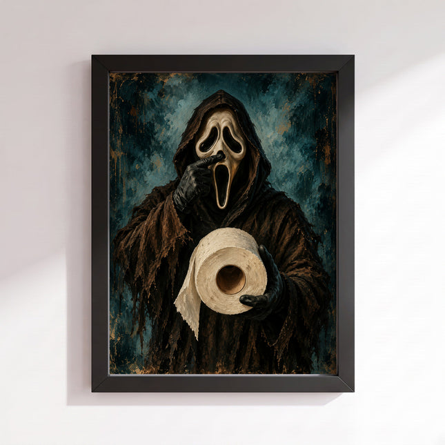 Hooded Mask With Giant Toilet Roll Poster (Black Frame)