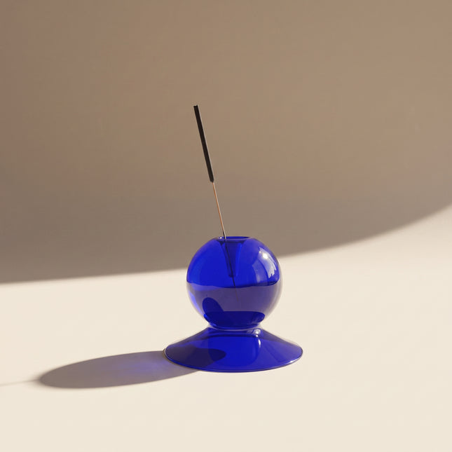 Glass Sphere Incense Holder: Blue
