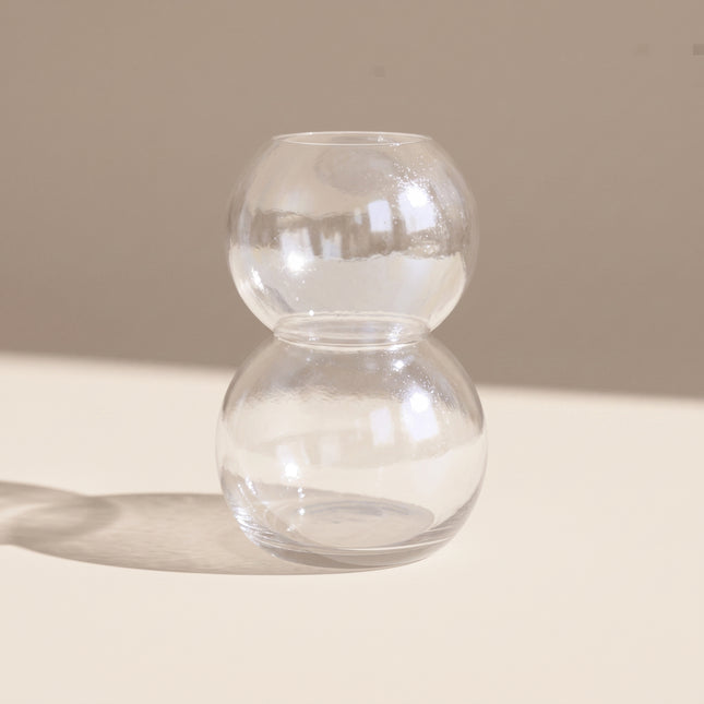 Iridescent Double-Sphere Glass Vase