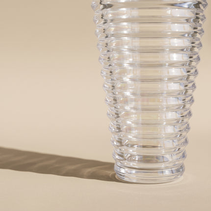 Iridescent Ribbed Glass Vase