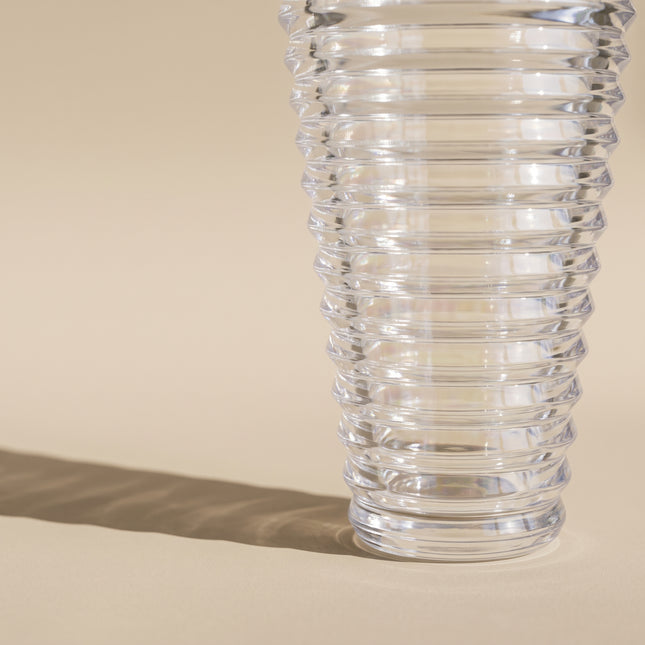 Iridescent Ribbed Glass Vase