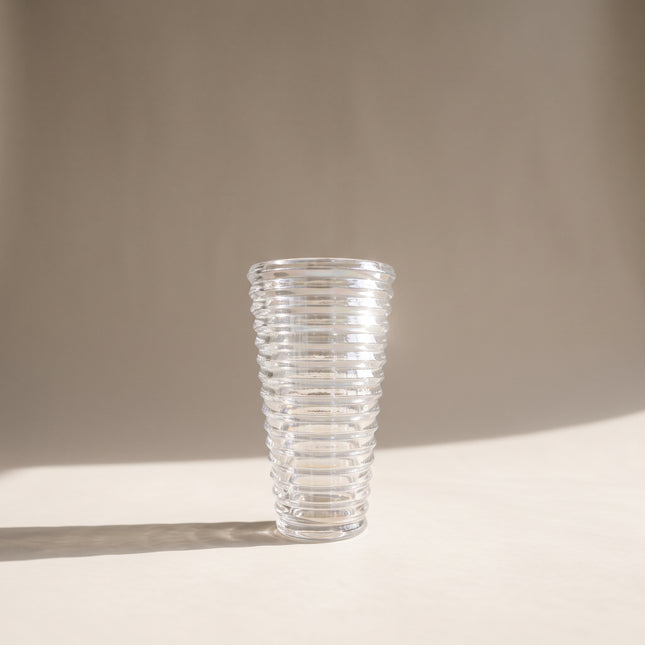 Iridescent Ribbed Glass Vase