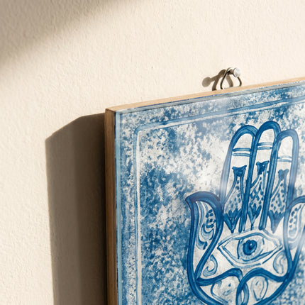 Leaned Blue Hamsa Hand Wall Art