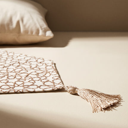 Ramadan Lattice Lounge Set: Brown, embroidery close-up