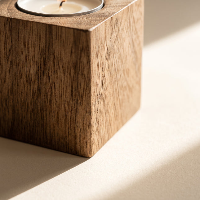 Mini Cube Wood Candle Holder