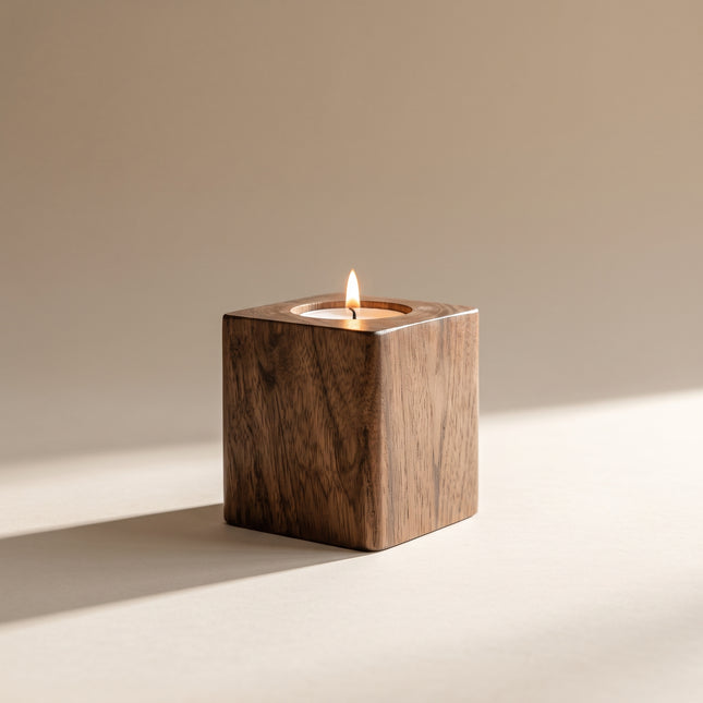 Mini Cube Wood Candle Holder