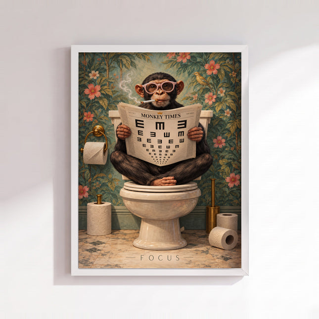 Monkey Eye Test Poster (White Frame)