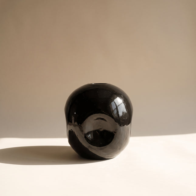 Obsidian Orb Pottery Vase