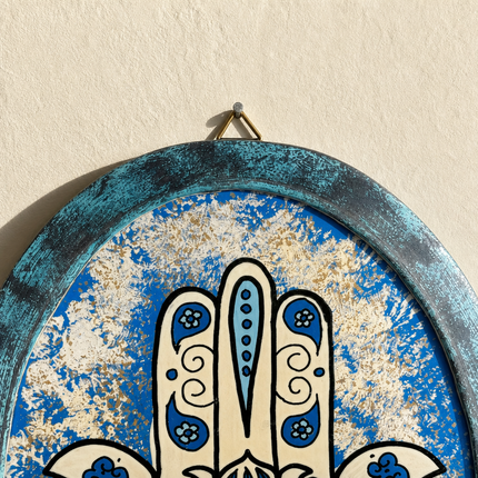 Oval Hamsa Eye Plaque, close-up