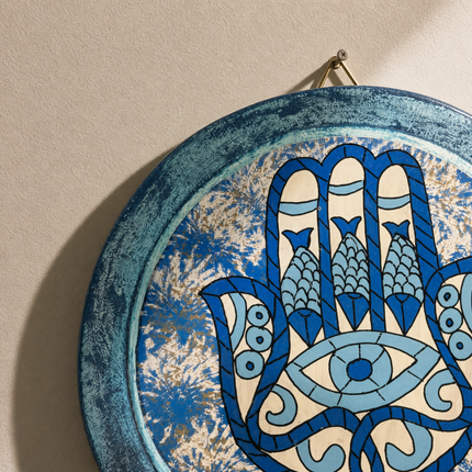Round Hamsa Eye Plaque, close-up