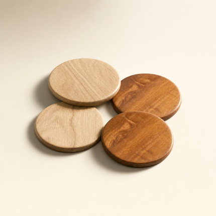 Round Wood Coaster Set of 4