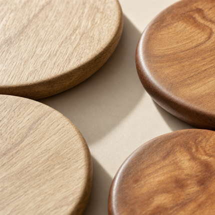 Round Wood Coaster Set of 4
