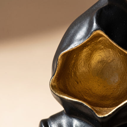 Silent Monk Sculpture: Black, close-up