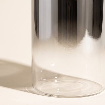 Smoky Cylinder Pair — close-up of the silver to clear gradient