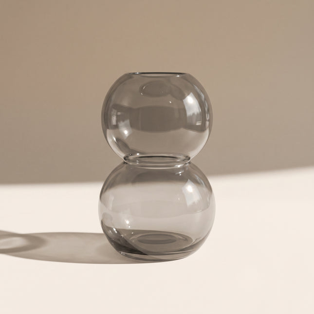 Smoky Grey Stacked Orb Vase