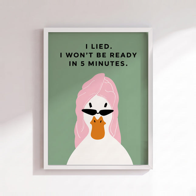 Stylish Duck Delays Poster (White Frame)