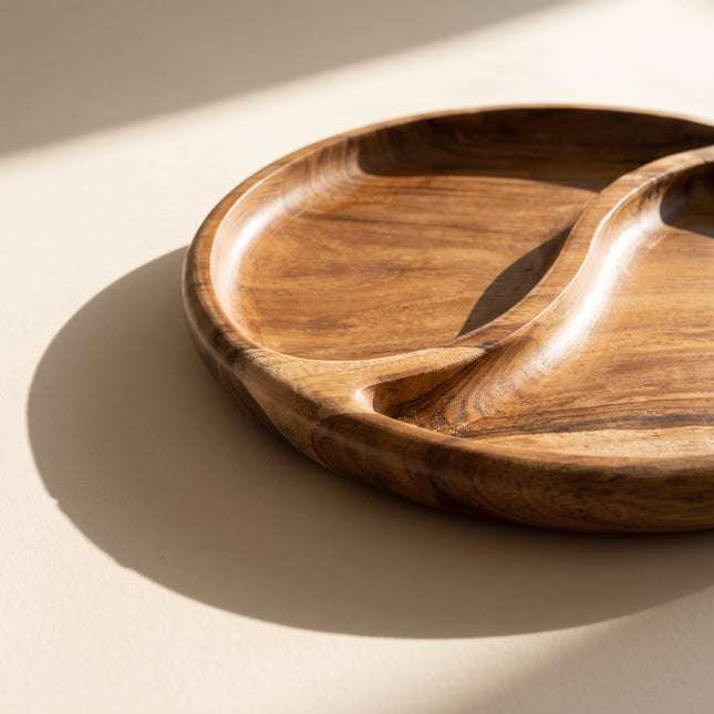 Sun-Carved Teak Wood Tray