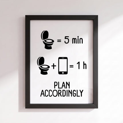 Toilet Phone Math Poster (Black Frame)